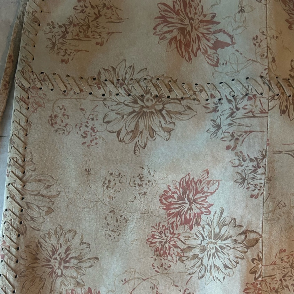 Tristan & Iseut Genuine Leather Floral Skirt Size 6 – Vintage Boho Midi - Picture 2 of 6